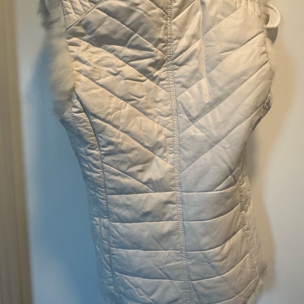 White Quilted Vest with Fur Trim